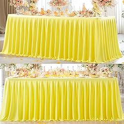 Partisky Yellow Polyester Table Skirt for Rectangle