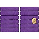 Premium Wash Cloths Pack of 12 (13" x 13") 100% Ring Spun Cotton | Luxury Washcloths | Ultra Soft Face Towels | Highly Absorbent Wash Cloths for face (Purple)