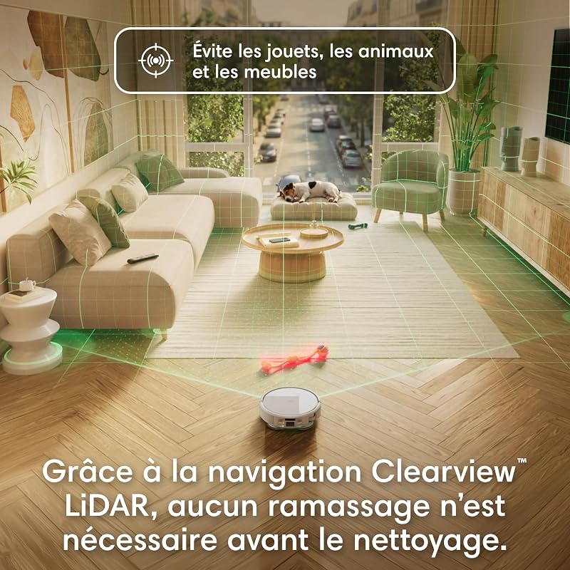 Roomba Plus 416 Combo Robot+AutoWash- 20KPa -Base Multifonction - Lavage et séchage à l'air Chaud des lingettes - LiDAR Clearview - 75 Jours d'autovidage - Accessoires supplémentaires - Blanc