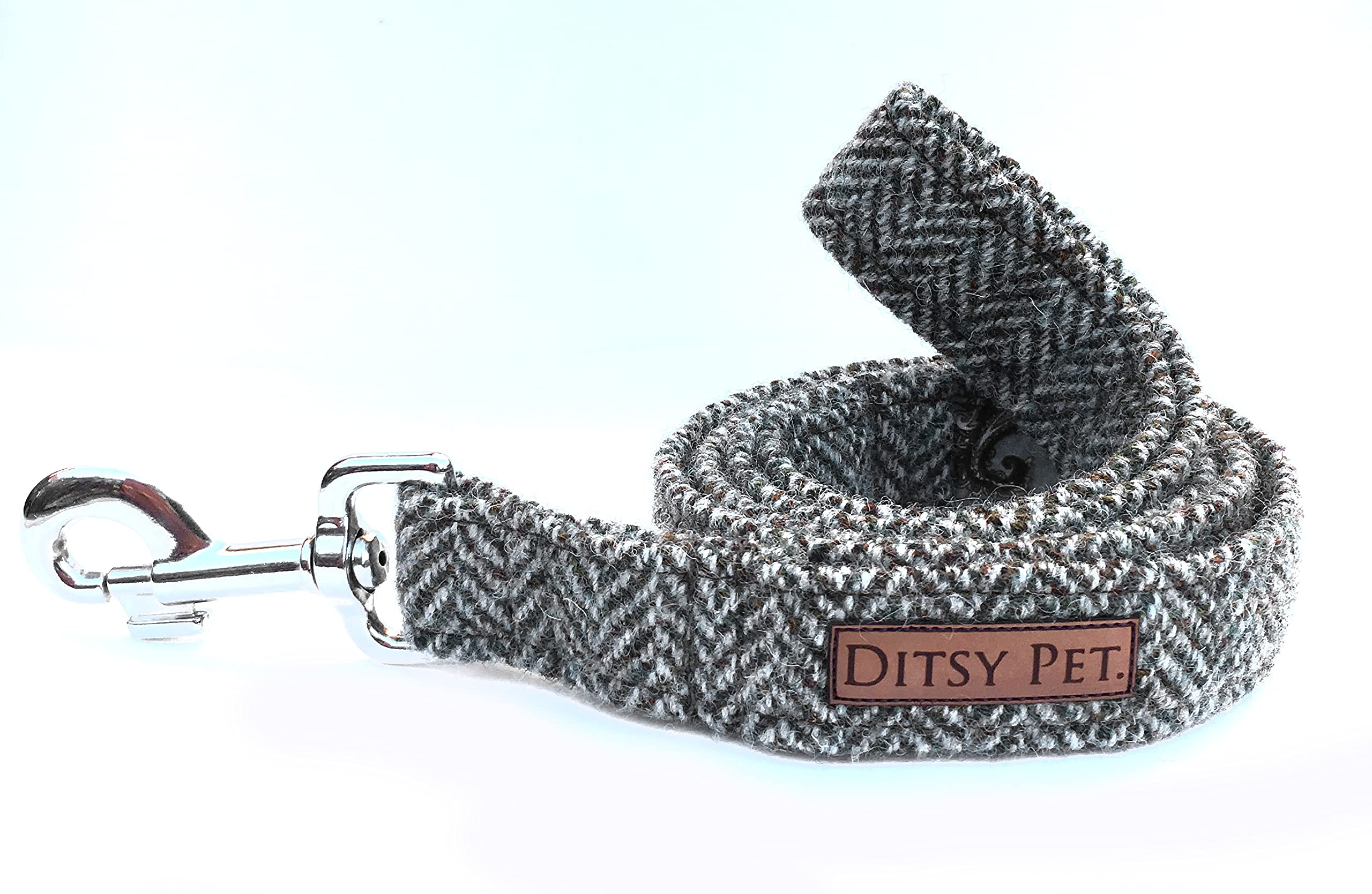 Ditsy Pet Harris Tweed Dog Lead (Herringbone, XS)