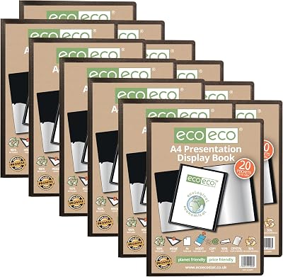 eco-eco A4 50% Recycled 20 Pocket Presentation Display Book Pack of 12