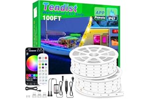 100FT/30M Boat LED Strip Lights Waterproof, Marine Pontoon Boat LED Strips, 12V RGB Light Strip with APP & Remote, IP67 Water