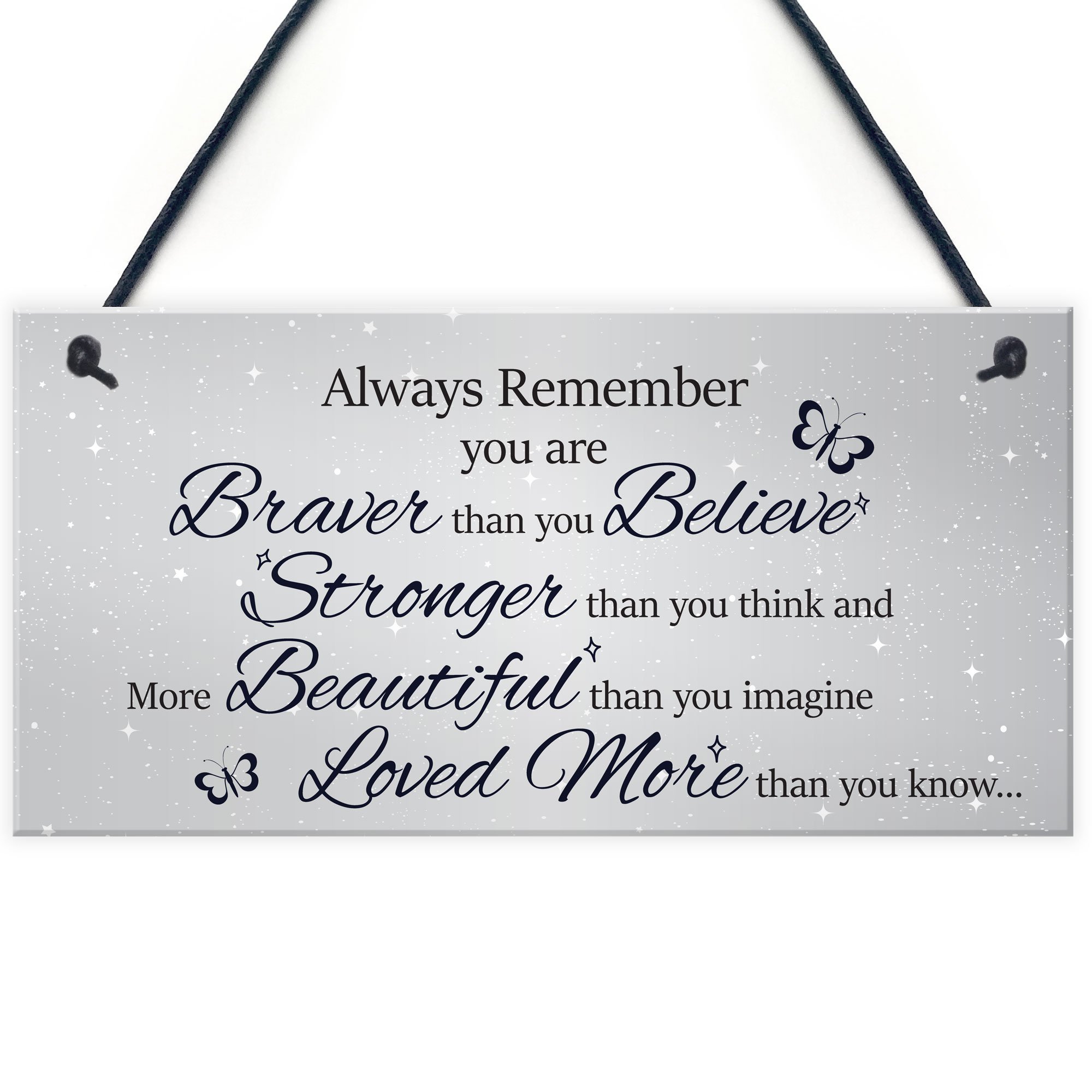 Red Ocean Stronger Inspirational Motivational Hanging Plaque Friendship Gifts Quote Sign Butterfly Plaque
