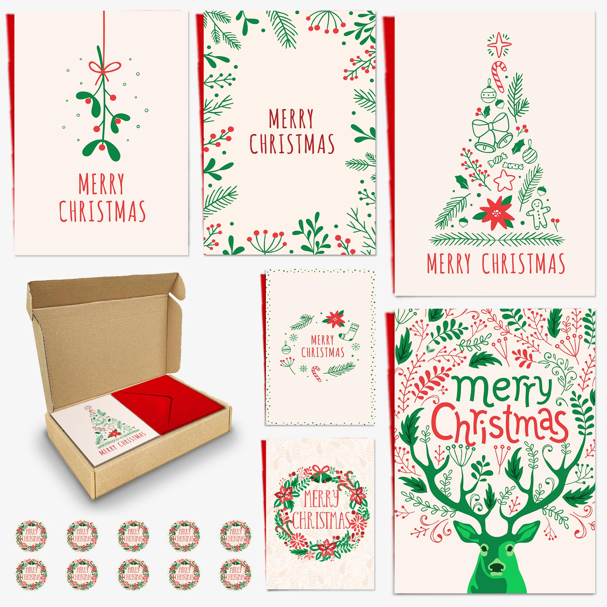 Charity Christmas Cards 2024 - Xmas Cards Pack of 12/24/48 Vintage Cards - Christmas Cards Multipack for family members and friends - MADE IN UK (48)