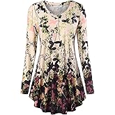 BAISHENGGT Women's Casual Long Sleeve Tunic Tops for Leggings V-Neck Blouse T-Shirt