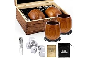 Wooden Scotch Glasses (Set of 2), Whiskey Glasses，Bourbon Gifts for Men，Martini Glasses Birthday Gift for Husband, Dad, Broth