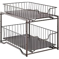 Simple Trending Stackable 2-Tier Spice Rack Kitchen Organizer Cabinet Storage with Sliding Storage Drawer, Bronze