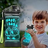Ammonite Capybara Water Bottle with 3D Glowing LED Light - 14 OZ Tritan BPA Free - Creative Ideal Travel Cup Gift for School Kid Boy Girl Child Holiday Camping Picnic
