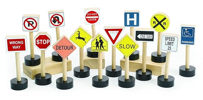 Colorations Block Play Traffic Signs Set of 15 - Multicolour