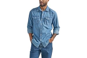 Wrangler Mens Iconic Denim Regular Fit Snap Shirt
