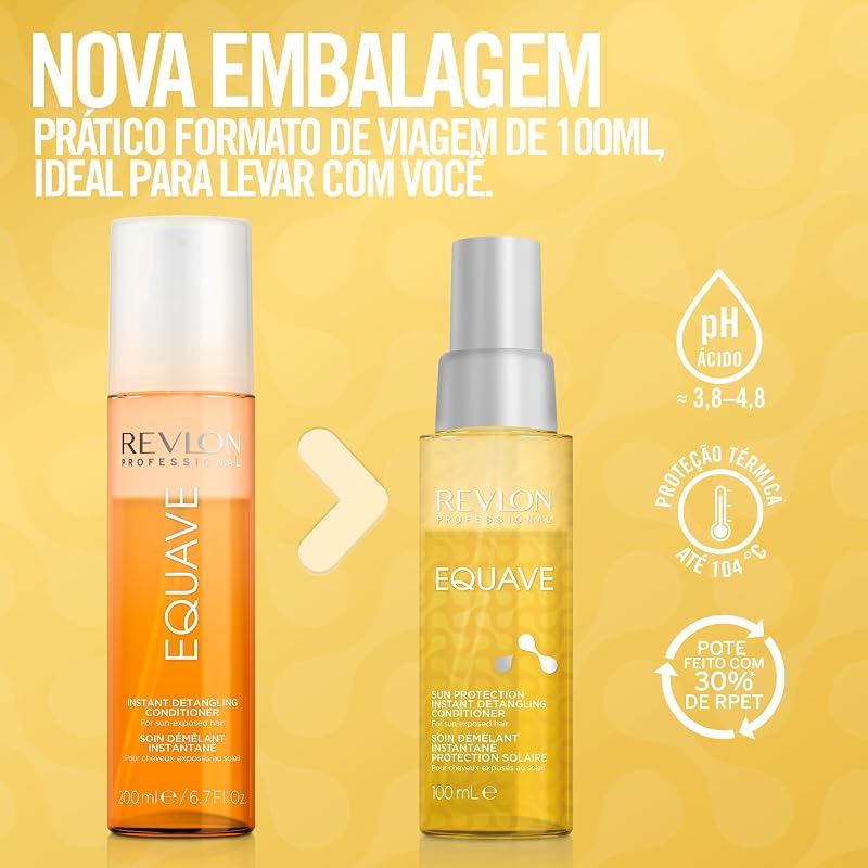 Equave - Soin Démêlant Cheveux - Soin pour les Cheveux Instantané sans Rinçage - Soin Cheveux Bi-Phase - Protection Solaire - Revitalise les Cheveux Secs