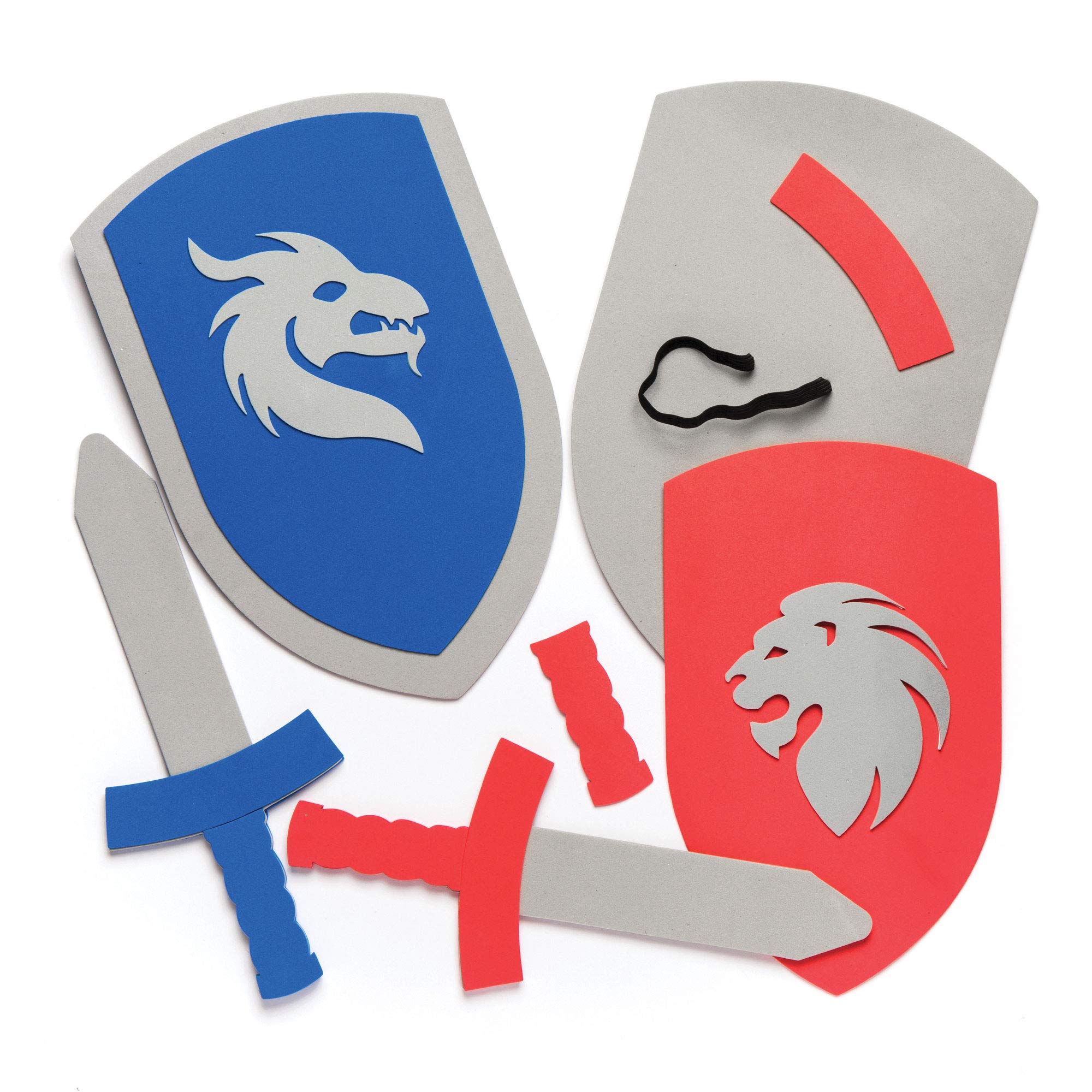 Baker Ross AR456 Kids Sword & Shield Sets (Pack Of 2) Kids To Make, White, 28cm & 27cm