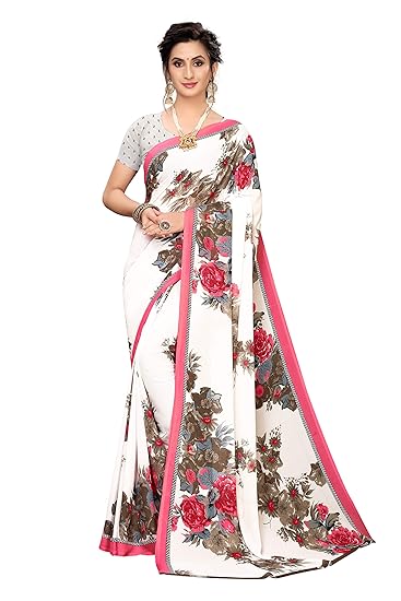 amazon red white saree