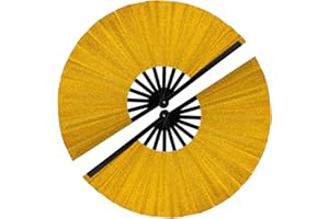 SIISSAPEKSID 2 PCS Boots on The Ground Fan, Clap Fans for Line Dancing, 13" Glitter Large Rave Fans,Folding Clack Handheld Foldable Hand Fan for Dance, EDM Music Festivals & Parties(Golden)