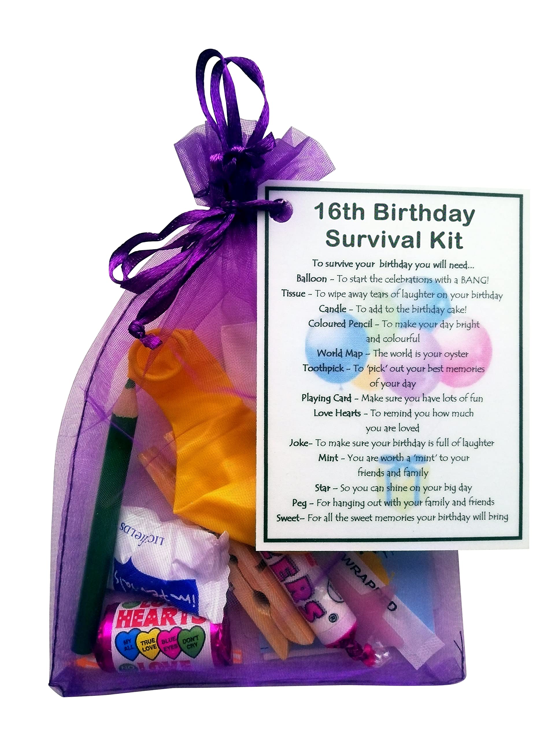 SMILE GIFTS UK 16th Birthday Gift - Novelty Survival Kit for a 'Sweet Sixteen' Birthday