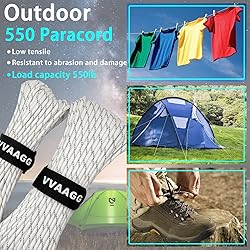 VVAAGG Reflective Paracord Rope 100FT, 7 Strand