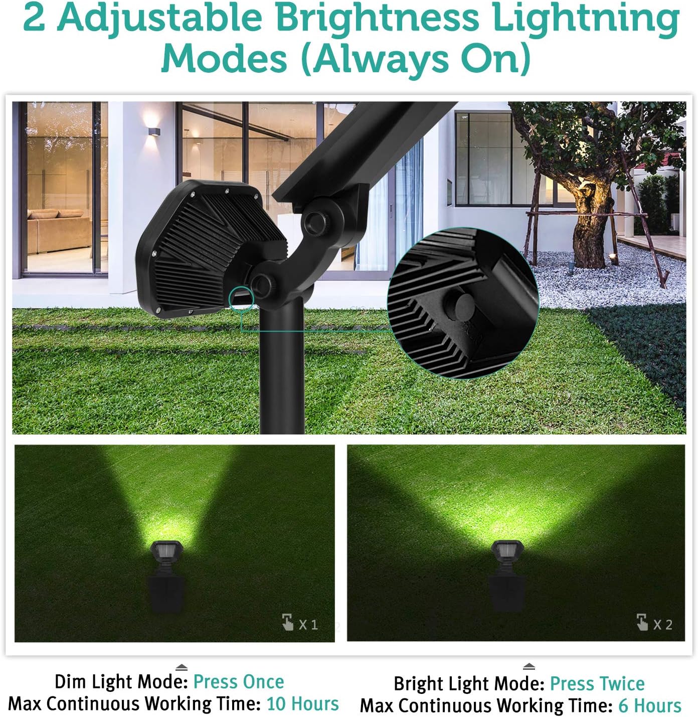 Nekteck Solar Lights Outdoor, 10 LED Landscape Spotlights Solar Powered Wall Lights 2-in-1 Wireless Adjustable Security Decoration Lighting for Yard Garden Walkway Porch Pool Driveway, Warm White : Garden & Outdoor