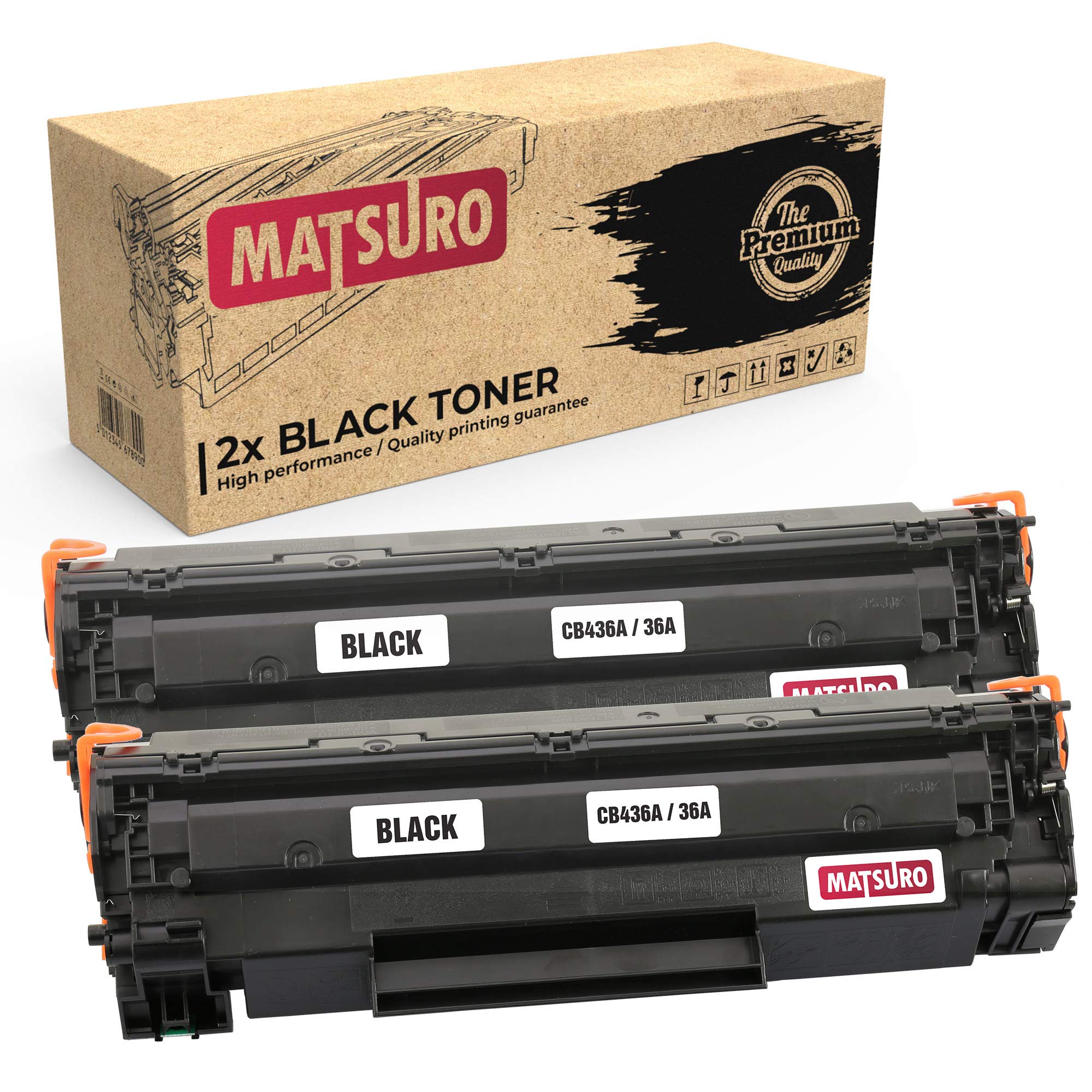 Matsuro Original | Compatible Toner Cartridge Replacement for HP CB436A 36A (2 BLACK)