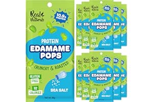 REAL NATURALS Crunchy roasted Edamame Beans snack (10 Pack sea salt) high Protein snack dry roasted edamame. Healthy keto snacks for adults & kids low carb vegan protein snacks vegan gluten free. Japanese food