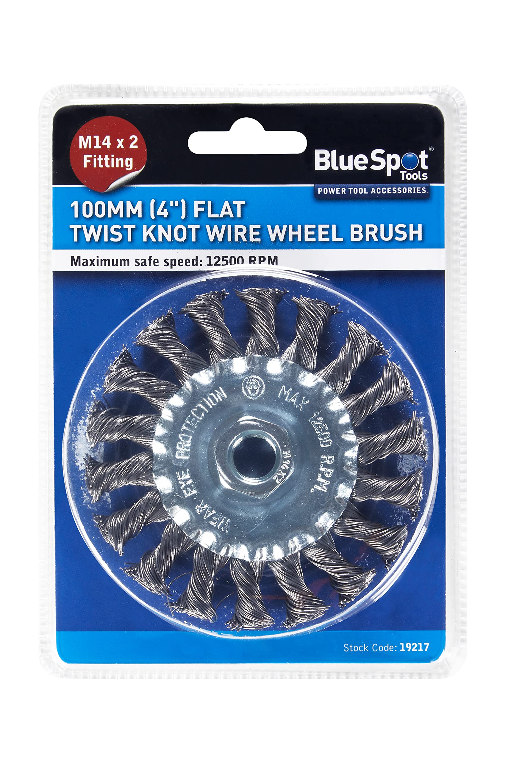 Blue Spot Tools 100mm (4") Flat Twist Knot Wire Wheel Brush (M14 x 2 Fitting)