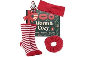 Lily England Cozy Self-Care Gift Set - Teen Girl Gifts Trendy Stuff with Soft Fluffy Socks, Headband & Scrunchie
