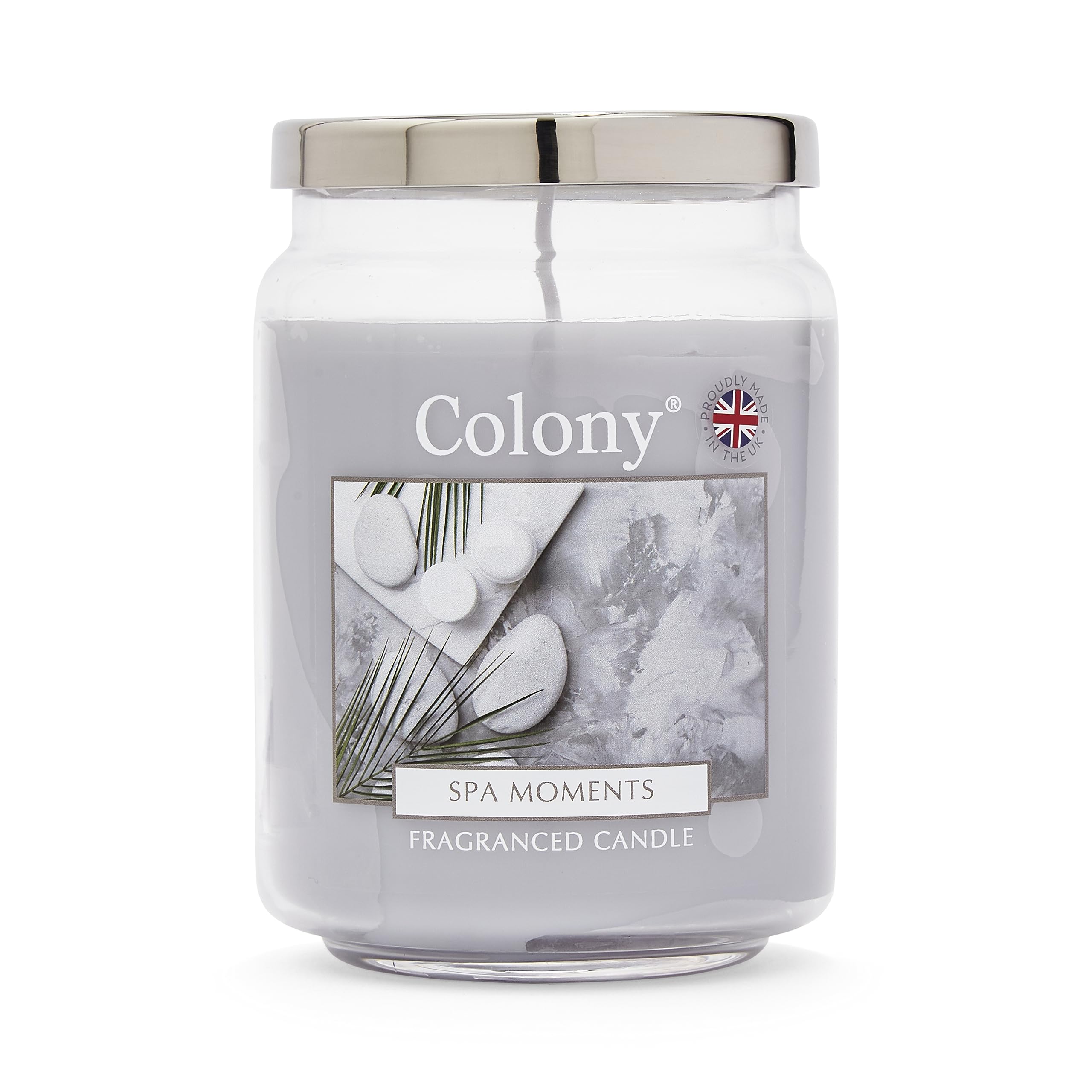 Wax Lyrical, Colony Spa Moments Large Candle, Burn Time of Up 100 Hours, Grey