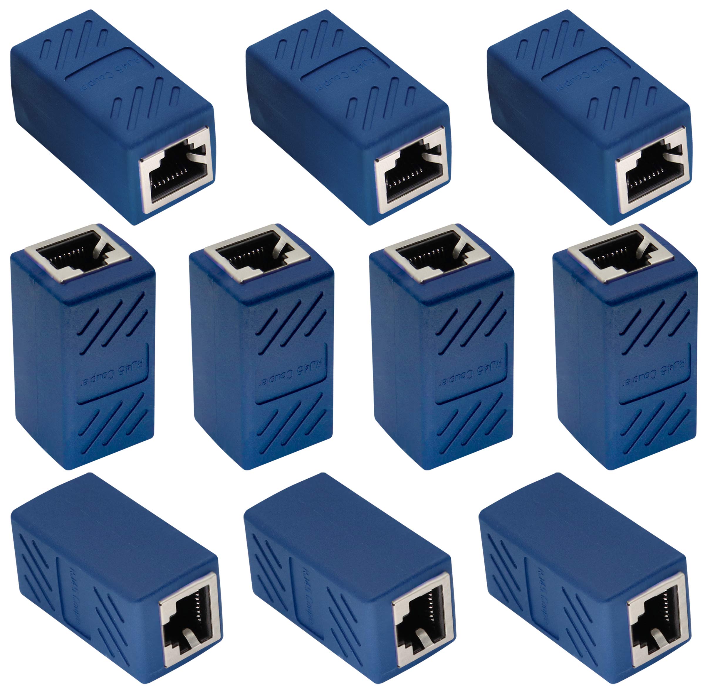 AAOTOKK RJ45 Cat6 Adapter Ethernet Cable Extender Cat6 Female to Female inLine Network Cable Coupler Cat6 Cat5 Cat5e Ethernet Coupler Adapter(Blue-10Pack)