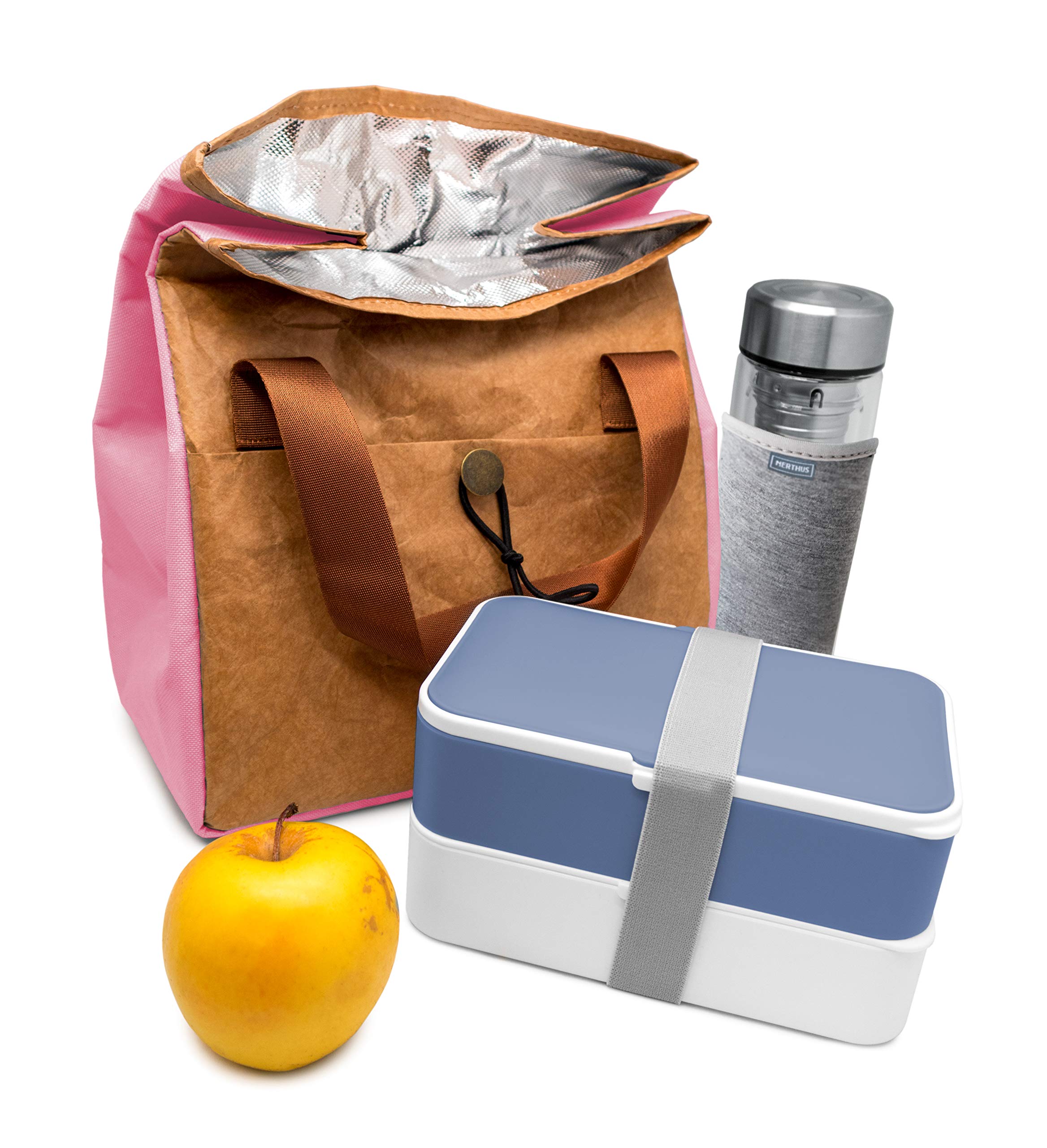 NERTHUS FIH 671 Thermal Bag with Tyvek Design with Kraft and Detail Pink