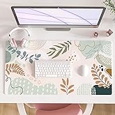 Colorful Star Large Mouse Pad, Abstract Botanical Waterproof Desk Mat, Boho Computer Gaming Mouse Pad, Minimalist XXL Full Desk Mousepad Non Slip Desk Pad for School Office Home 31.5" x 15.7"