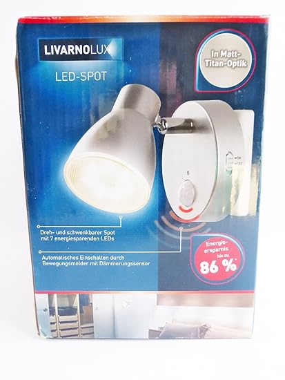 Livarno LED Spot Lámpara Luz para el Enchufe Luz Nocturna Encendido automático por Detector de Movimiento