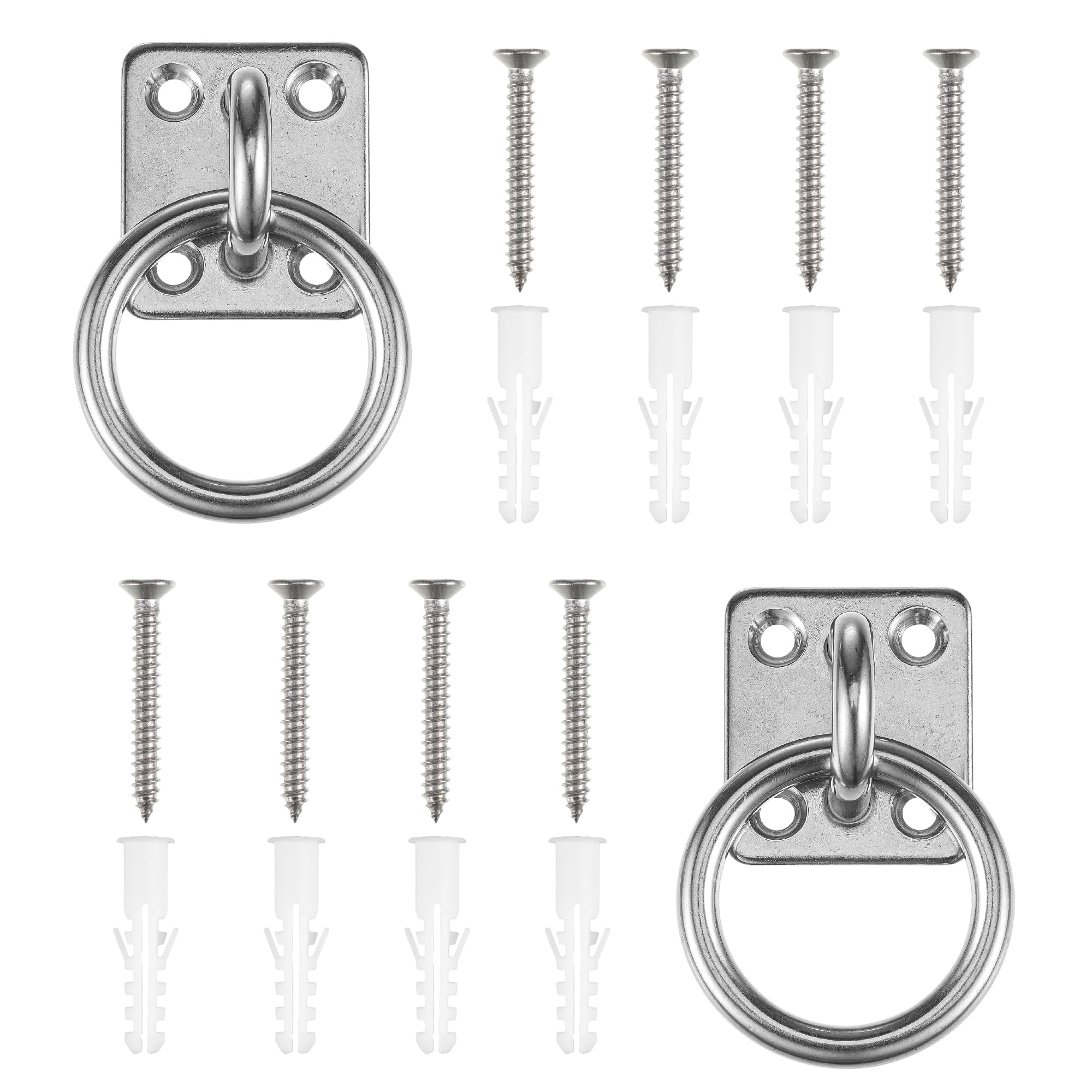 Tie Ring on Plate Galvanised Dog Animal Tether Horse Hay Net Tack Tie up Stable Ring Hook (35mm x 40mm)