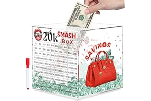 XIHEER 20k Smash Box for Money, Large Piggy Bank for Adults 20000 Savings Challenge Box, Money Saving Box for Cash, Big Unbreakable Clear Acrylic Money Saver Must Break to Open