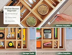 Kootek Bamboo Drawer Organizer with Removable