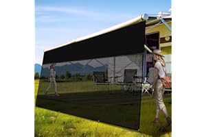 RVINGPRO RV Awning Shade Screen with Zipper 9' x 18'3'', 600D Oxford Top + Mesh Bottom, RV Sun Shade Screen for Awning, RV Shade Complete Kits for Trailer Camper