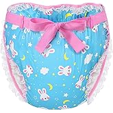 Littleforbig Silky Adult Ribbon Omutsu Diaper Wrap Cover Washable Adjustable Reusable Waterproof - Snuggle Bunny Pattern M