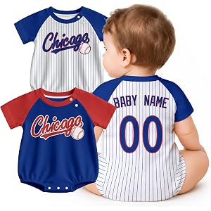 KREDE Baby Clothes Short Sleeves Bodysuit with Custom Name Number for Baby Boys Girls