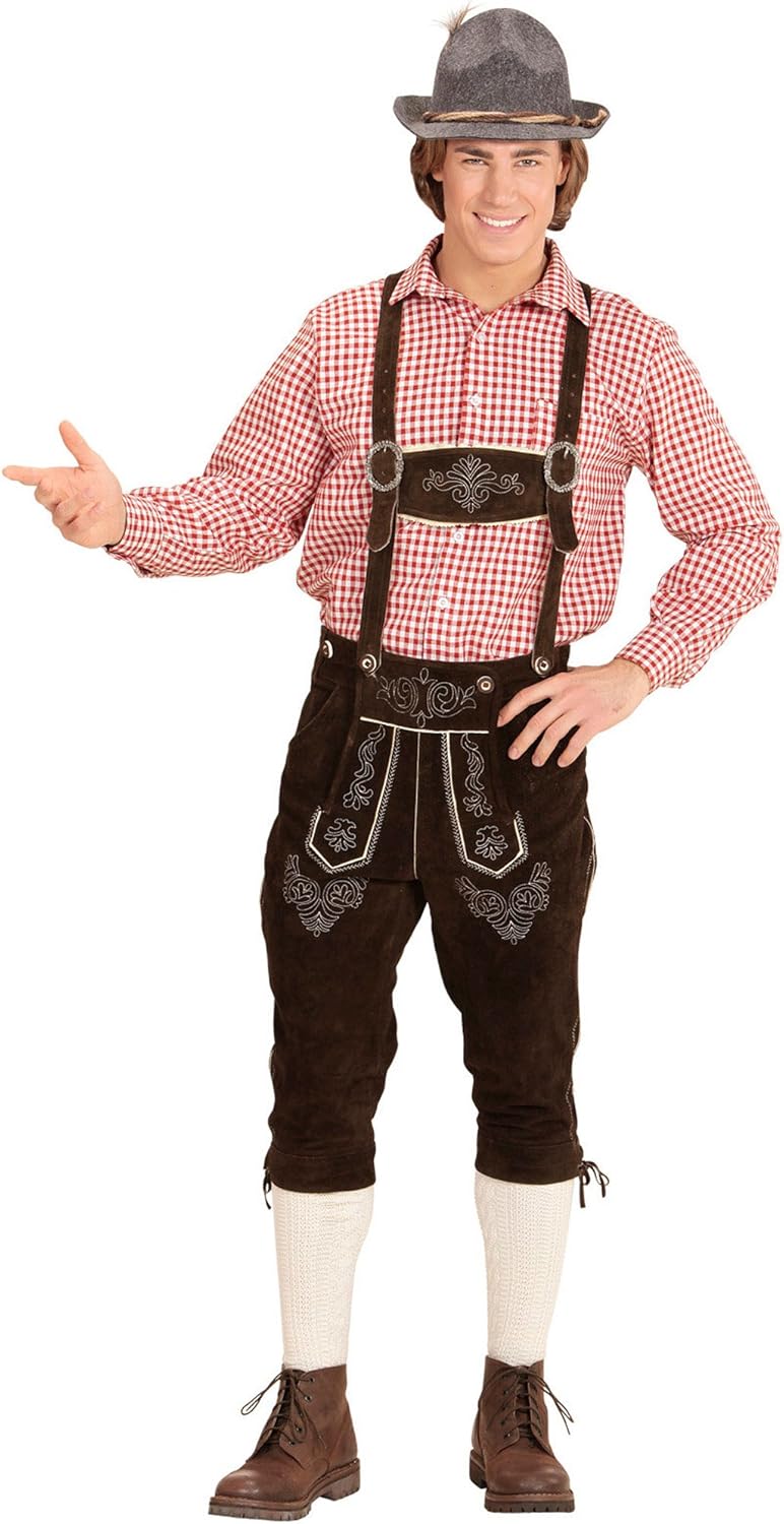 Widmann Bavarian Shirt for Adults Red and White Checked, Long Sleeve Oktoberfest Costume Top, Size L - Image 5