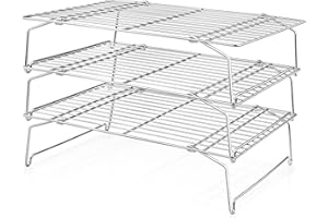 HaWare Cooling Rack, 3-Tier Stainless Steel Stackable Baking Cooking Racks for Cooling Roasting Grilling, Detachable & Collap