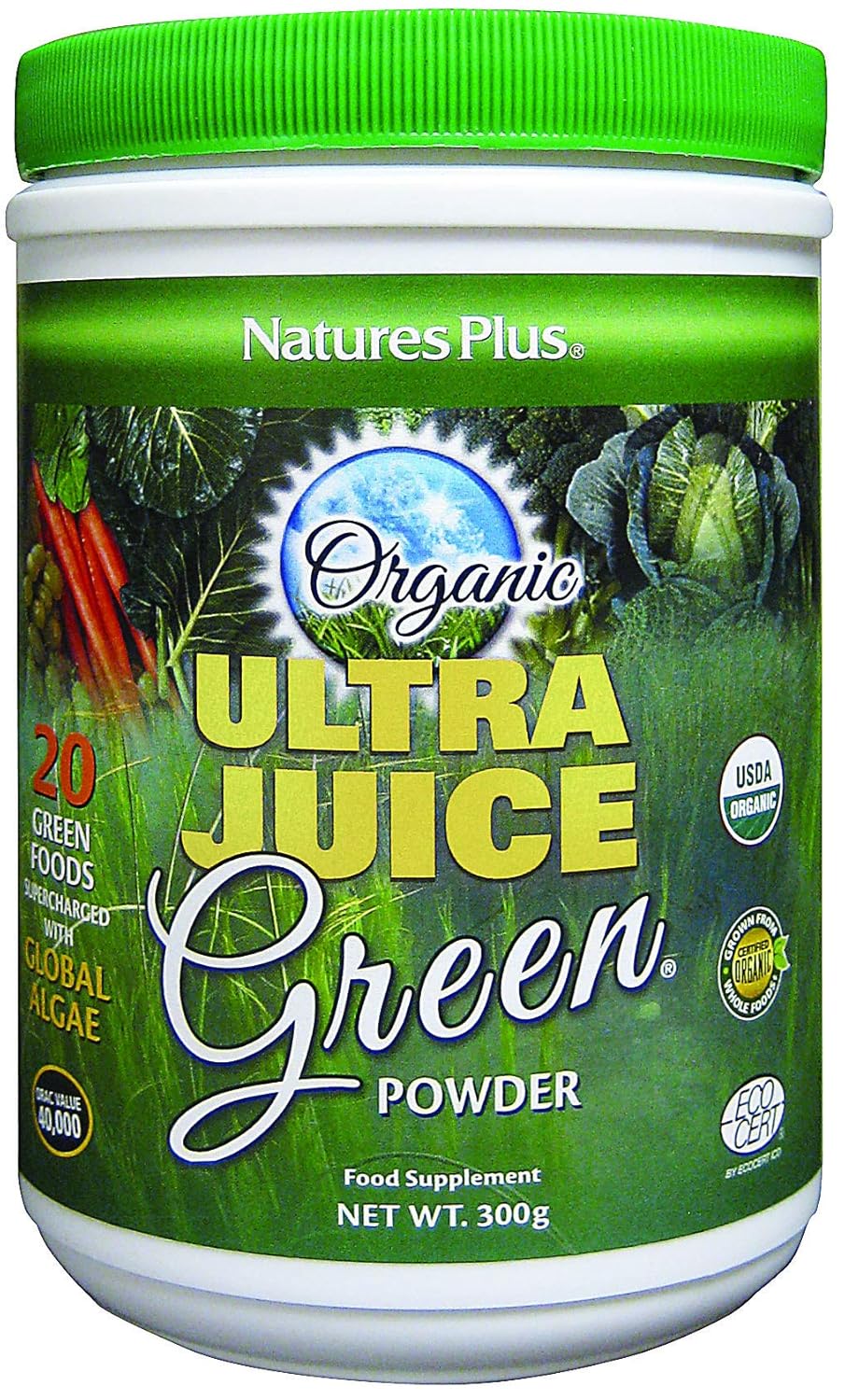 NaturesPlus Ultra Juice Green Powder 300g, Organic Green Drink
