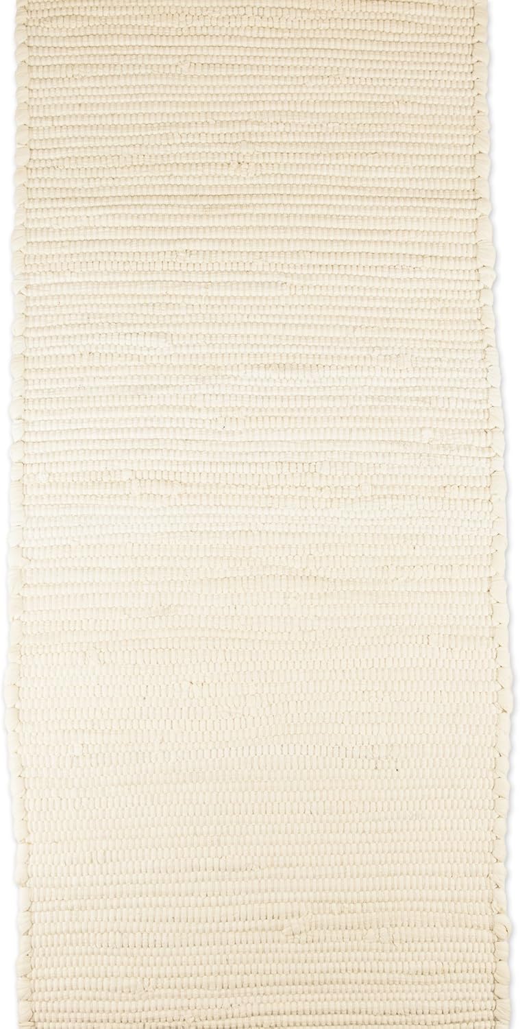 DII Handmade Chindi Tabletop Reversable & Machine Washable, Table Runner 14"x72", Natural: Home & Kitchen