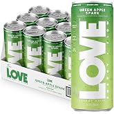 Be LOVE&trade; Nootropic Energy Drink &ndash; 80mg Natural Caffeine, L-Theanine &amp; Alpha-GPC for Clean Calm Focus &ndash; Zero Sugar, Low Calorie, 100% DV B-Vitamins &ndash; Non-GMO, Vegan &ndash; 12 fl oz (Pack of 12) (Green Apple Spark)