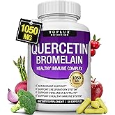 Toplux Quercetin with Bromelain and Zinc 1050mg - Advanced Immune Support Supplement, Supports Antioxidant, Immune System, for Men Women, 60 Capsules