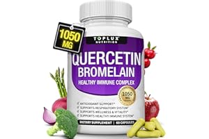 Toplux Quercetin with Bromelain and Zinc 1050mg - Advanced Immune Support Supplement, Supports Antioxidant, Immune System, for Men Women, 60 Capsules