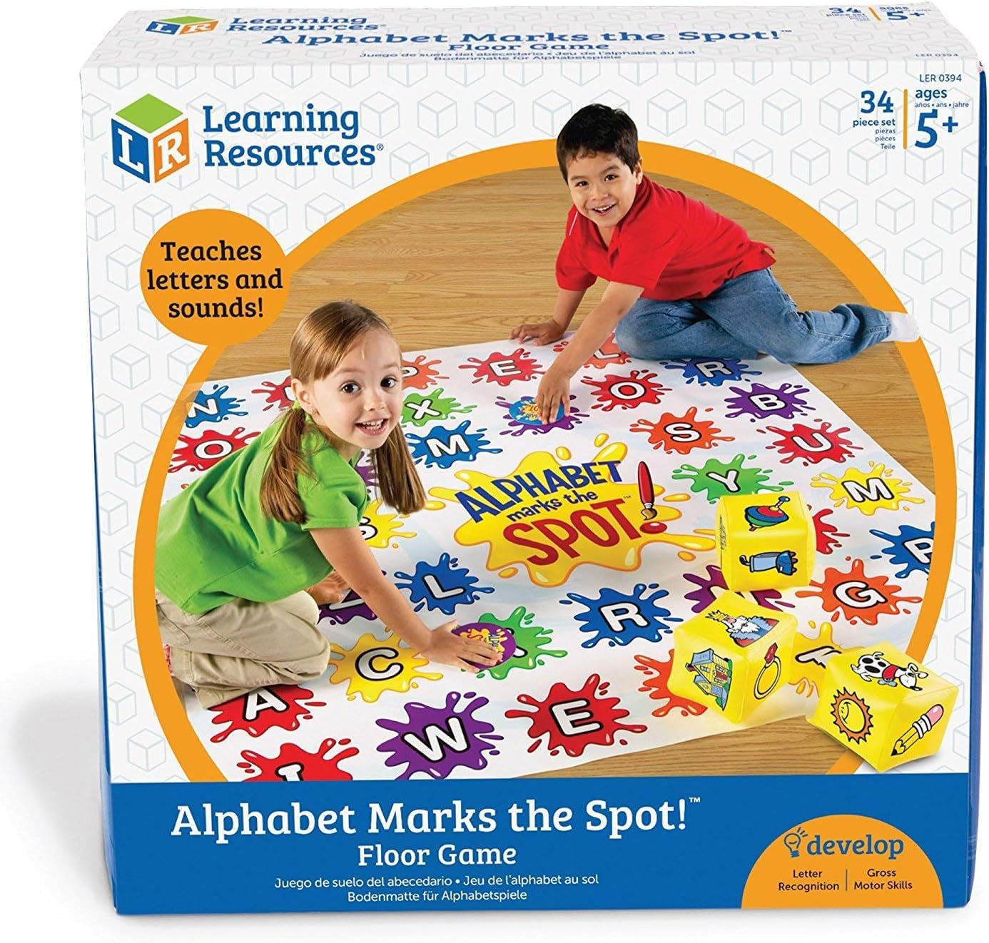 Learning Resources Alphabet Marks The Spot Floor Mat, 34 Piece Set, Ages 5+, Letters, Sounds, Alphabet Game,Spelling Games