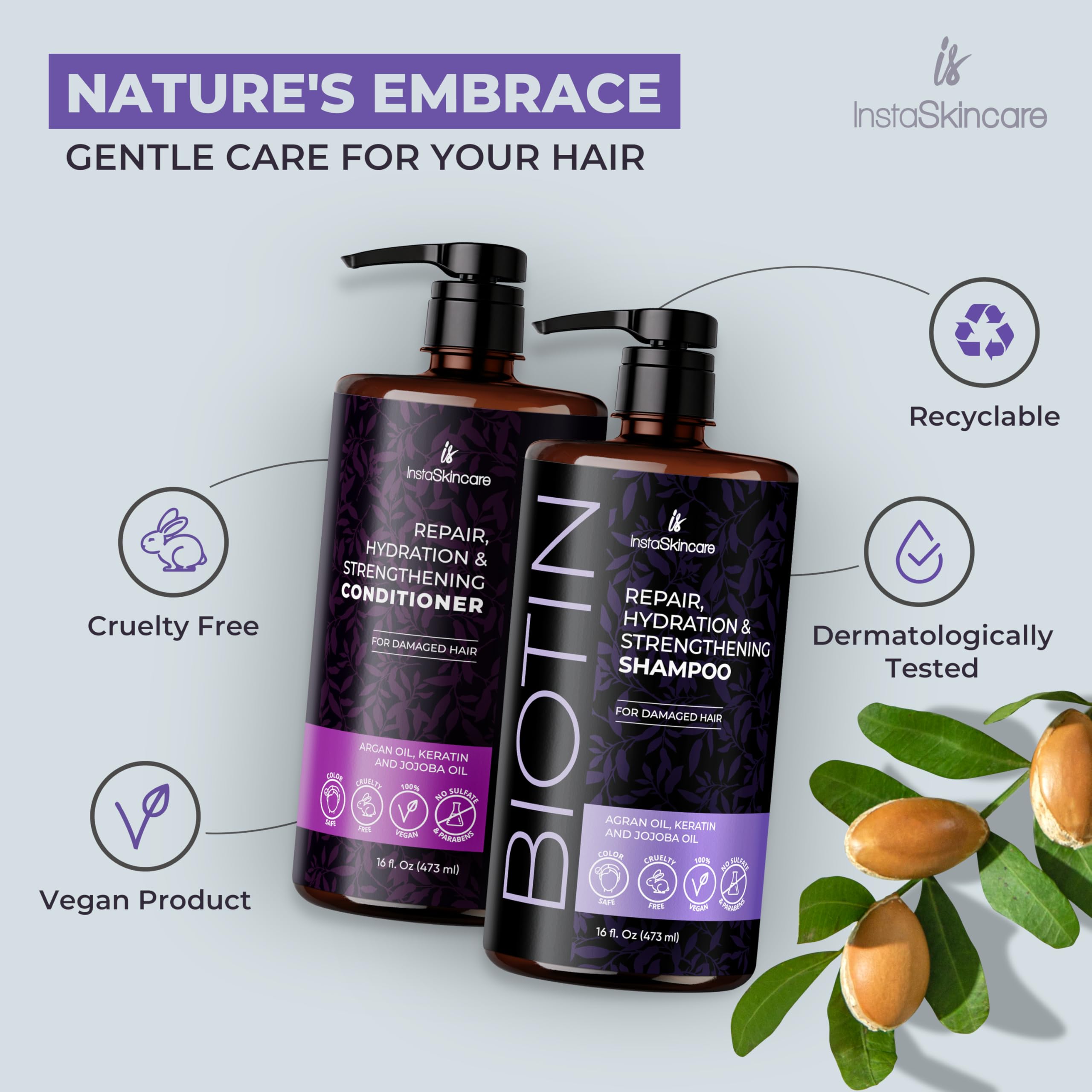 Biotin Shampoo and Conditioner Set, 1 Fl Oz (Pack of 1)