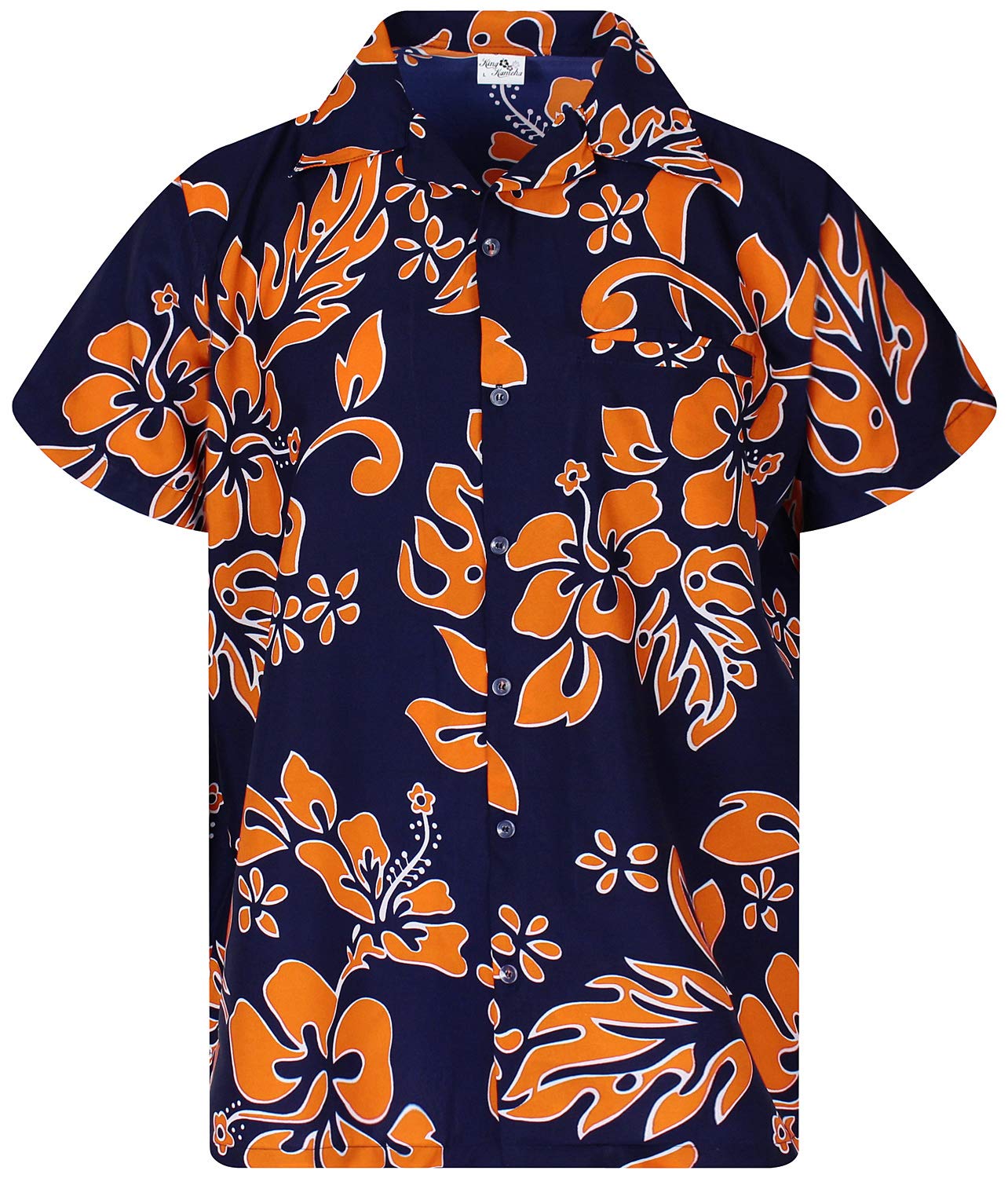 KING KAMEHA Hawaiian Shirt Men Funky Casual Button Down Shortsleeve Unisex Flowers Beach Party Flower Hibiscus