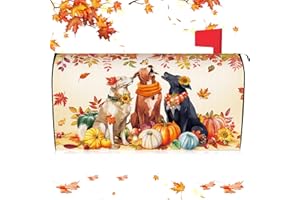 Blosssound Fall Mailbox Cover Magnetic Thanksgiving Post Box Decor Standard Size 20 x 18 Inch Decorative Mailbox Cover for Thanksgiving Autumn Harvest Garden Yard Decoration(Dog)