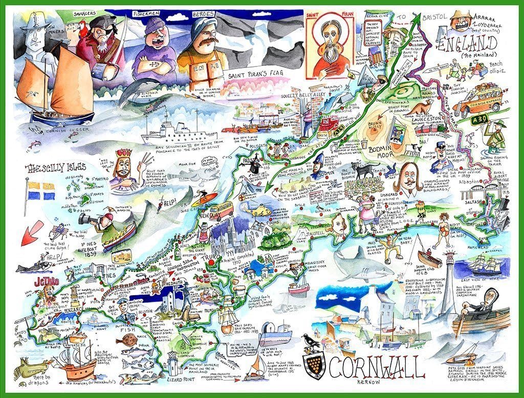 Amazon Com Comical Map Of Cornwall Tim Bulmer 1000 Piece Jigsaw