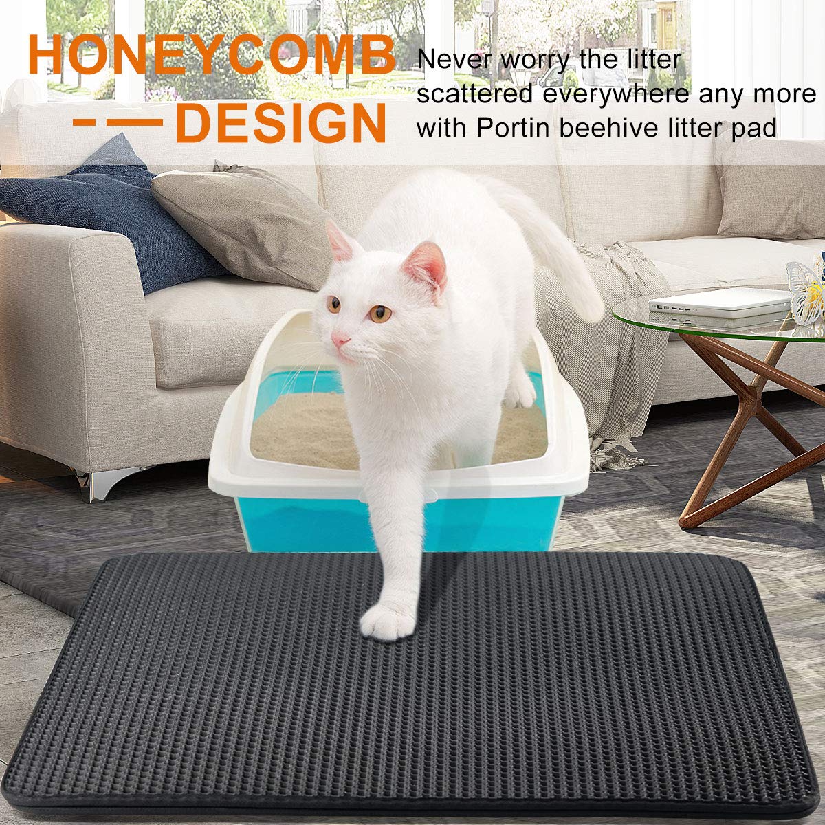 Non Toxic Trapper Rug Suitable For Litter Tray Cat Litter Mat Trapper 76 X 65 Cm Honeycomb Double Layer Tapis Litiere Chat Traps Messes Easy Clean And Durable Litter Housebreaking Litter