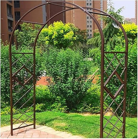 Amazon Co Jp ブラック フラワーアーチ ローズアーチ ガーデンアーチ バラアーチ パイプ径 mm バラ 菜園 組み立て 支柱 園芸 家庭菜園 ガーデニング用品 W140x40xh230cm ホーム キッチン